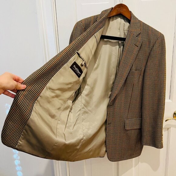 Paul Stuart Brown Gun Club Check Windowpane Tweed Wool Ticket Pocket Bla… - Picture 7 of 16